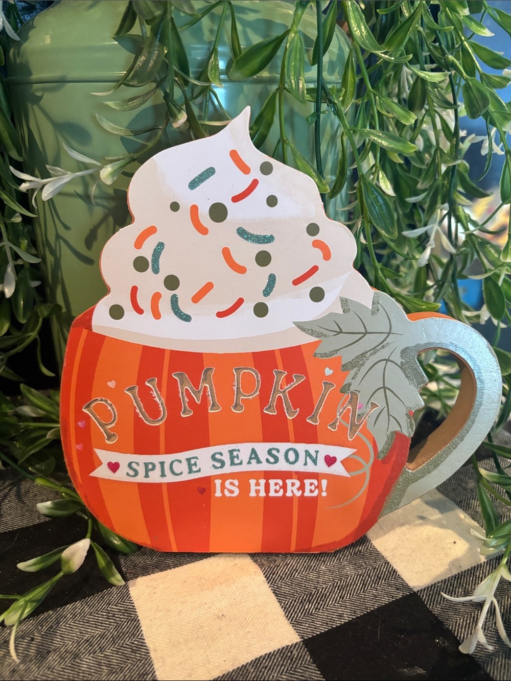 Pumpkin Spice Season Decorative Sign - Orange & Cream